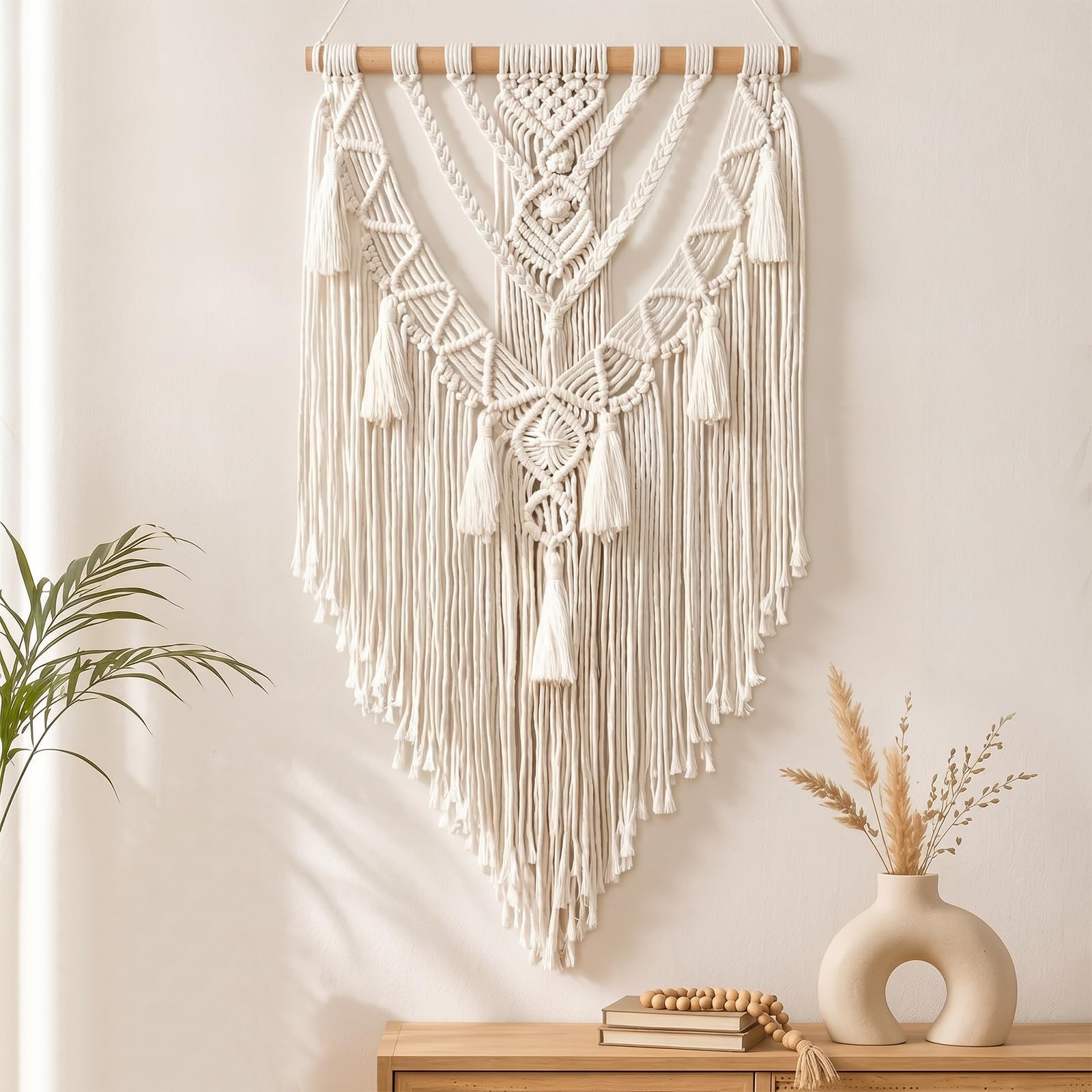 Decoración de pared de estilo bohemio con macramé de algodón 8