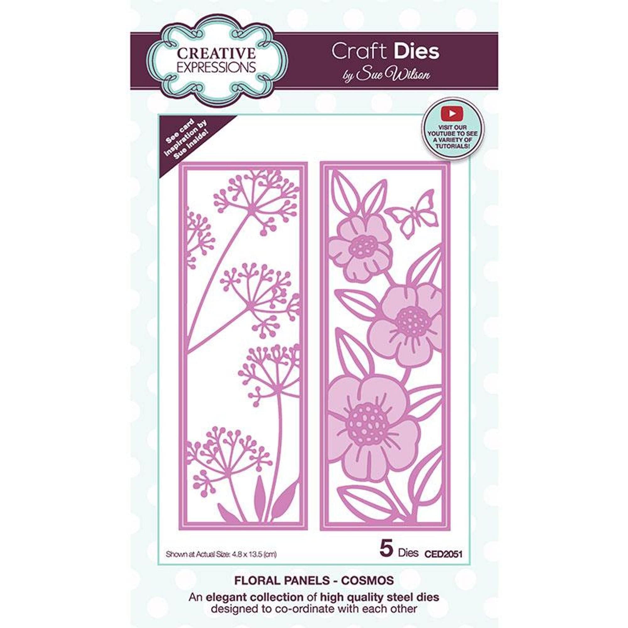 Creative Expressions Sue Wilson-Floral Panels-Camellia-Craft Die, Metal, Size 4.8 x 13.5 cm, CED2051
