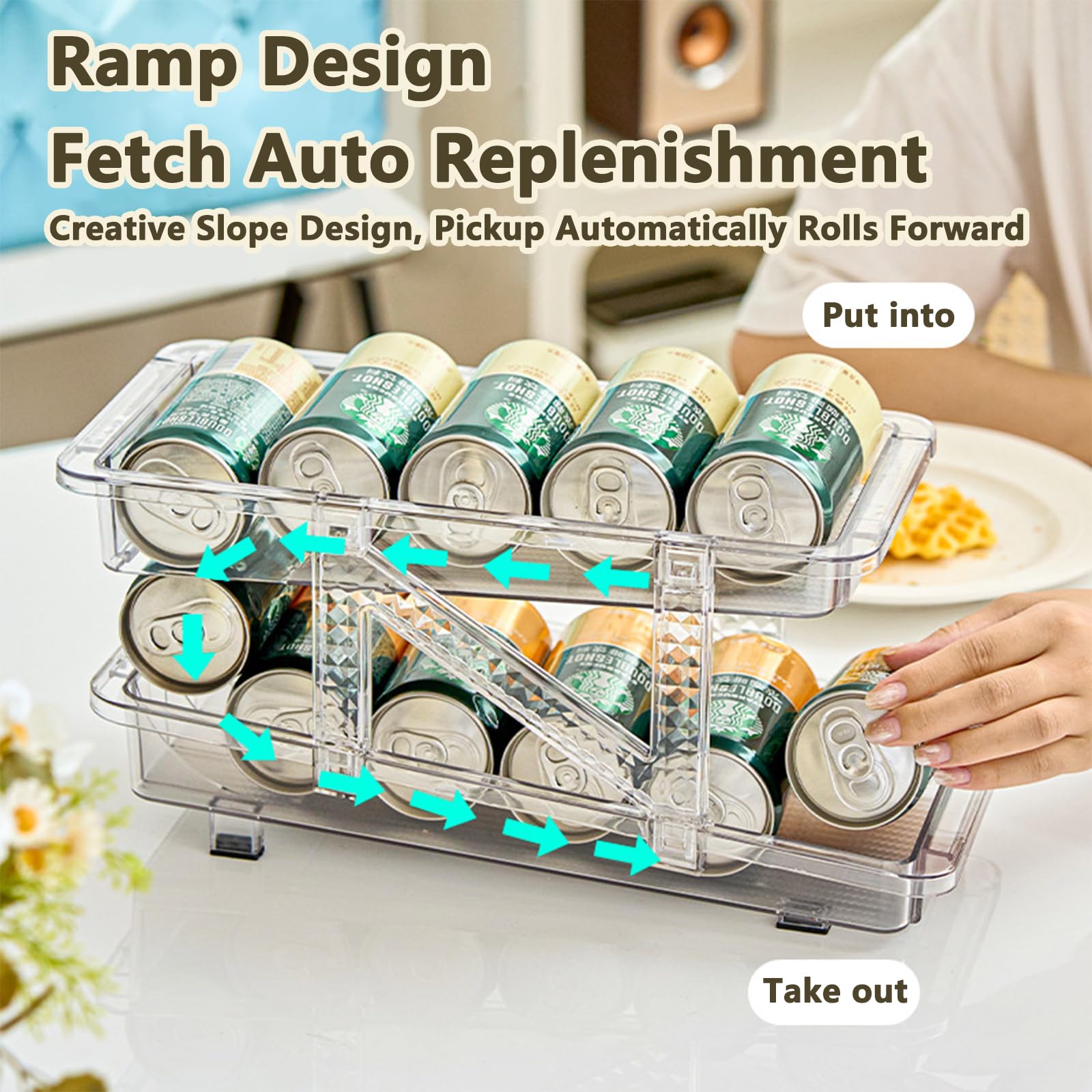 Organizer Per Bevande Per Frigorifero Con Guida Scorrevole A Molla Regolabile, Distributore Di Lattine Di Soda Per Bevande Alla Birra, 38 Cm (bianco) | Leroy Merlin