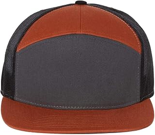 RICHARDSON Seven-Panel Trucker Cap One Size Charcoal/Burnt Orange/Black