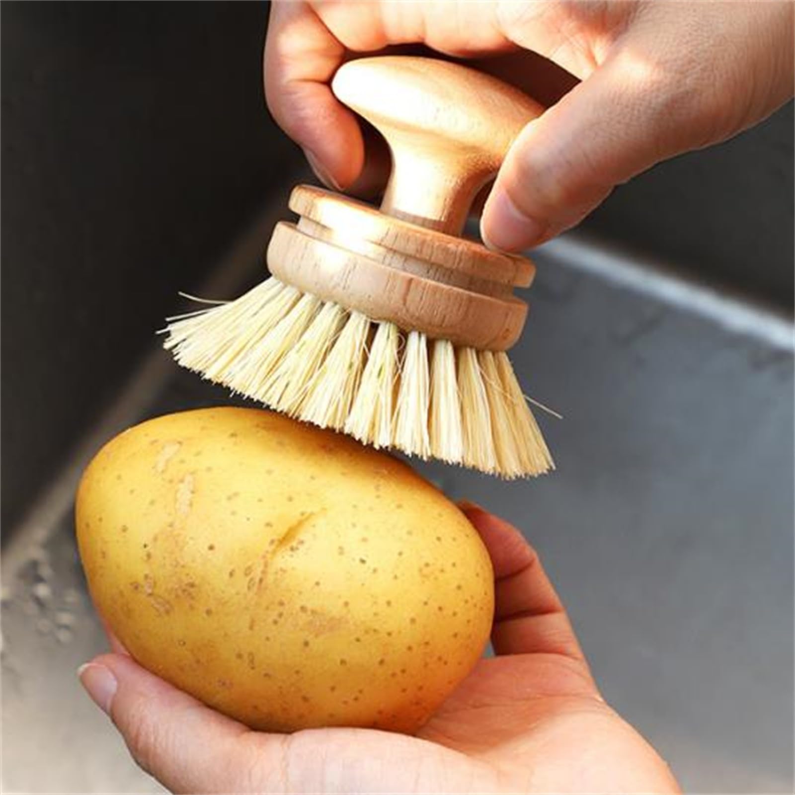 Cepillo para Ollas de Cocina Cepillo De Olla for Lavar Platos Madera Cocina del Hogar para Fregaderos y Encimeras de Cocina