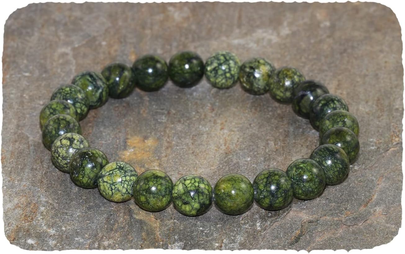 8 mm Serpentine Bracelet Green Bead Bracelet Healing Stone Bracelet Mens Bracelet Women Bracelet Gemstone Jewelry Yoga Bracelet Gift