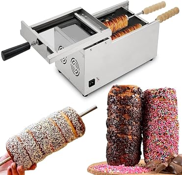 1500W Commercial Chimney Cake Oven with 2 Baking Rollers, Electric Toaster Machine, 50C300C Temperature Range, Chimney Bread Roll Grill Maker for Restaurant Home Kitch