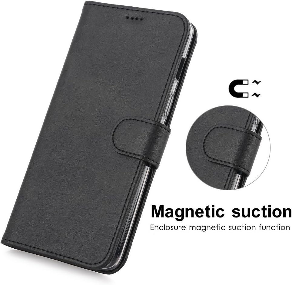 Feitenn LG Stylo 4 Case, Wallet Case PU Leather Flip Folio Smart Cover Kickstand Card Holders Protective Anti-Scratch Bumper Magnetic Closure Clear TPU Slim Fit Shell for LG Stylo 4 Case 2018 Black