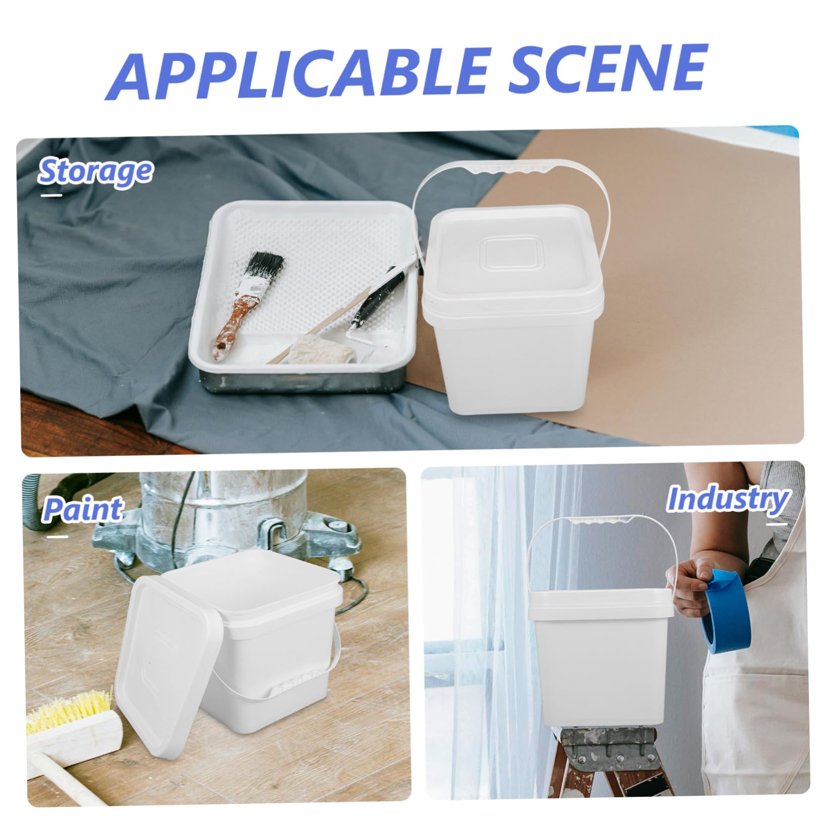 Cubeta de Pintura Cuadrada Tapa Recipiente Duradero para Almacenamiento de Pintura y Polvo Químico Diseño Práctico para Uso Industrial y Doméstico