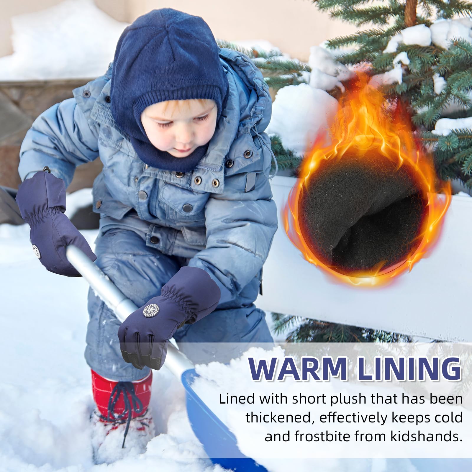 QKURT Kinder Ski Handschuhe, Warme Winter Handschuhe für Jungen und Mädchen, Wasserdicht, Flexibel Fashion
