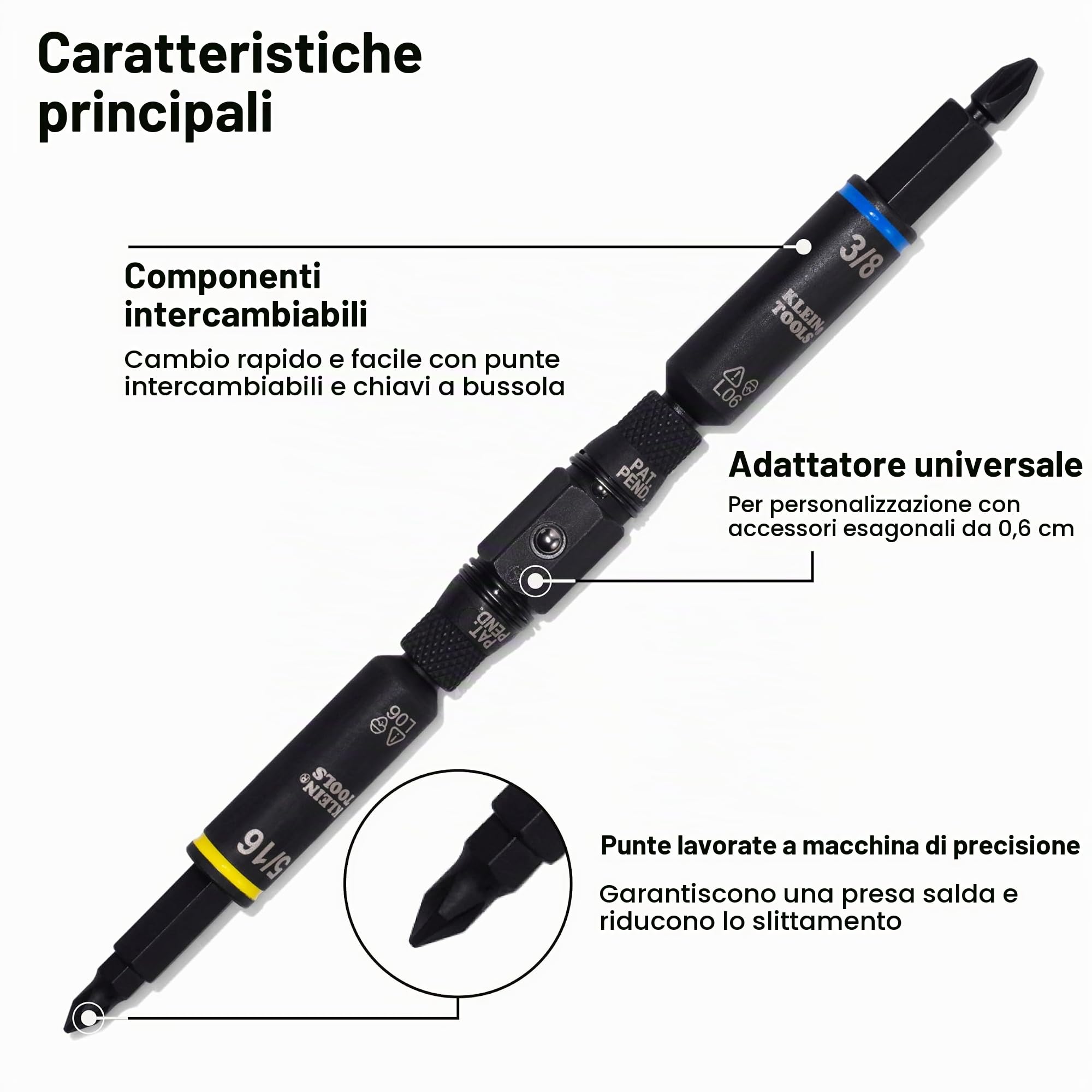 Klein Tools 32500HDRT KNECT - Cacciavite a cricchetto, cacciavite multi-bit/avvitatore a percussione, 11 in 1 con punte Phillips, scanalate, quadrate e Torx