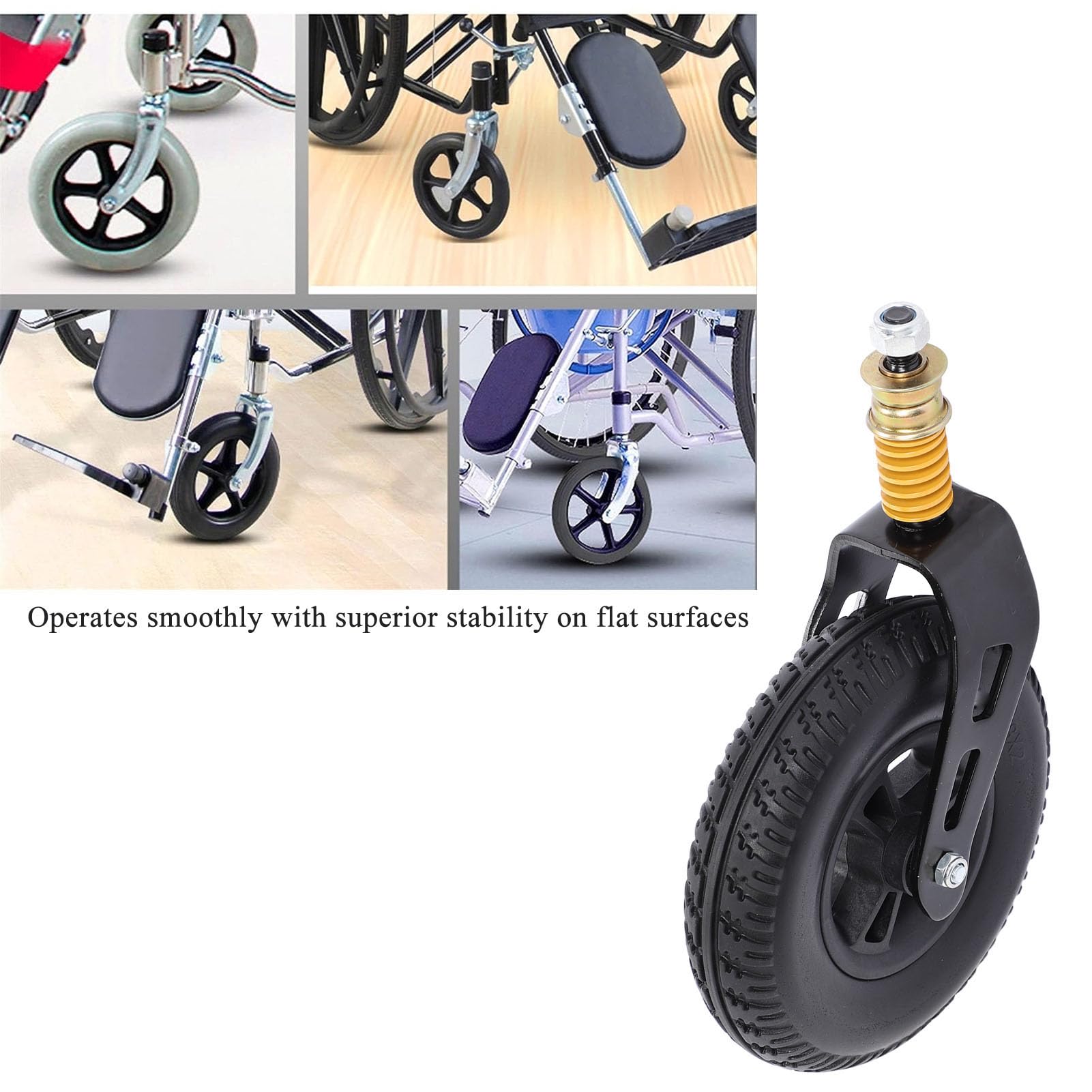 8 Inch Wheelchair Front Wheel, Anti Slip Universal Wheelchair Front Caster Replacement for Walker Grocery Cart Scooter Shopping Carts, 120kg Load