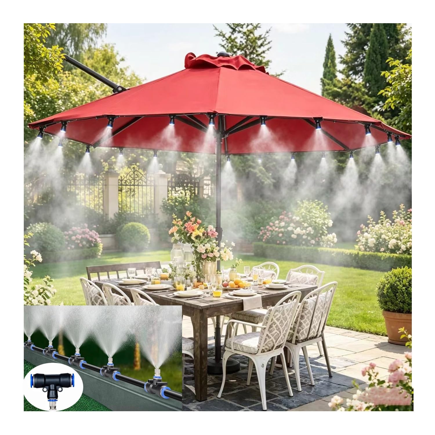 Di Irrigazione E Nebulizzazione For Patio – Raffreddamento A Nebbia Esterna For Cortili Include Filtro 'acqua For Serre Da Esterno(394inch/10m/32.8ft)