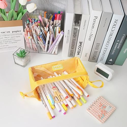 Miniatura 5 de iSuperb Estuche para lápices de gran capacidad, estuche organizador simple para adultos (amarillo)