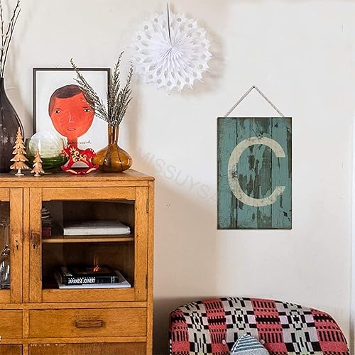 Vista 268 de Letrero colgante de madera con letra A, letrero de madera, decoración del hogar, 26 letras del alfabeto de metal, placa de madera, decoración