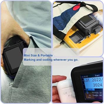 Handheld Inkjet Printer, Editable Mini Inkjet Coding Machine, 2 to 12.7mm or 2 to 25.4mm Printing Height, Marking Device with Fast Drying Ink, for Text Barcode