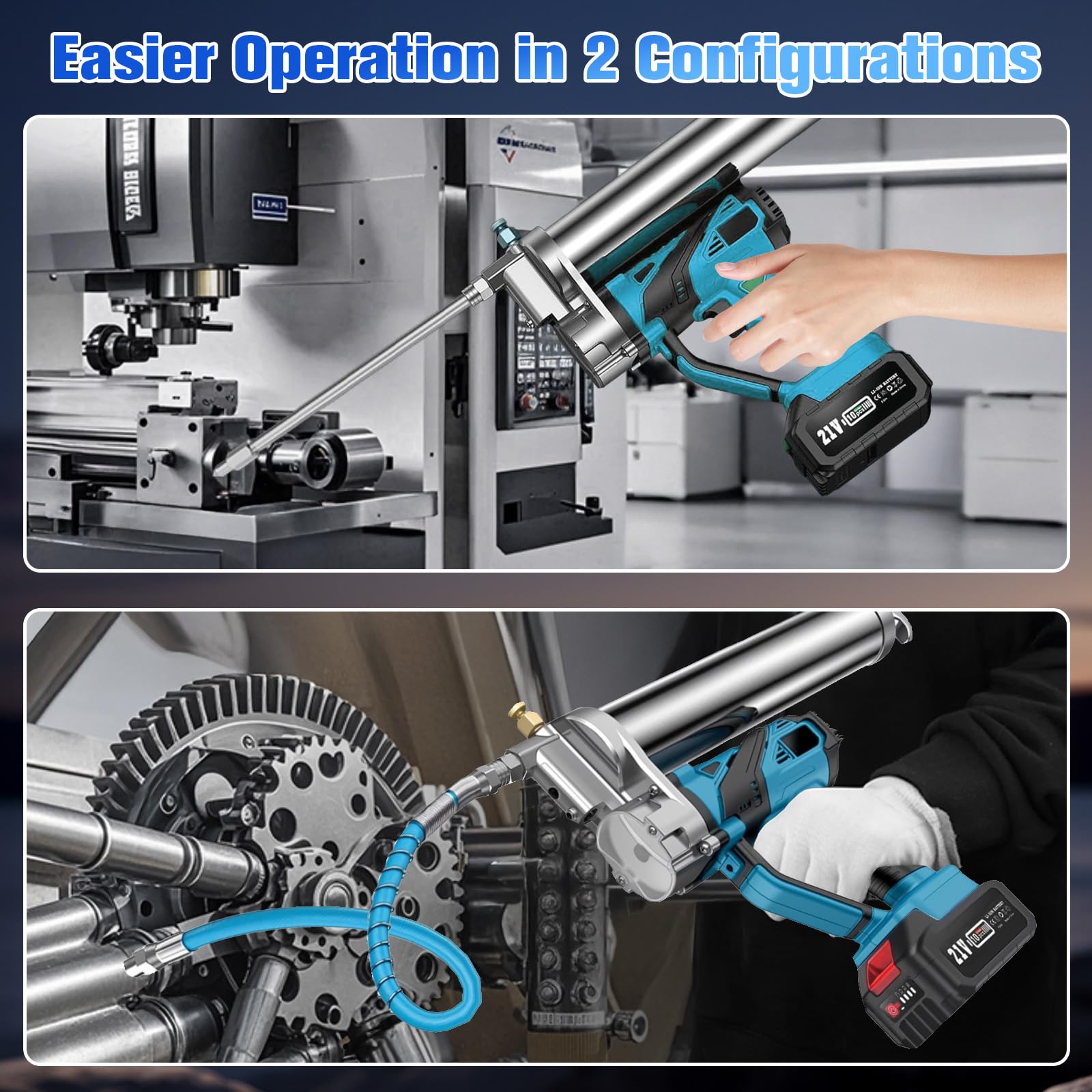 Engrasadora 2 en 1 inalámbrica para Makita – Pistola de Grasa de Alta presión hasta 10.000 PSI, diseño ergonómico (Batería no incluida)