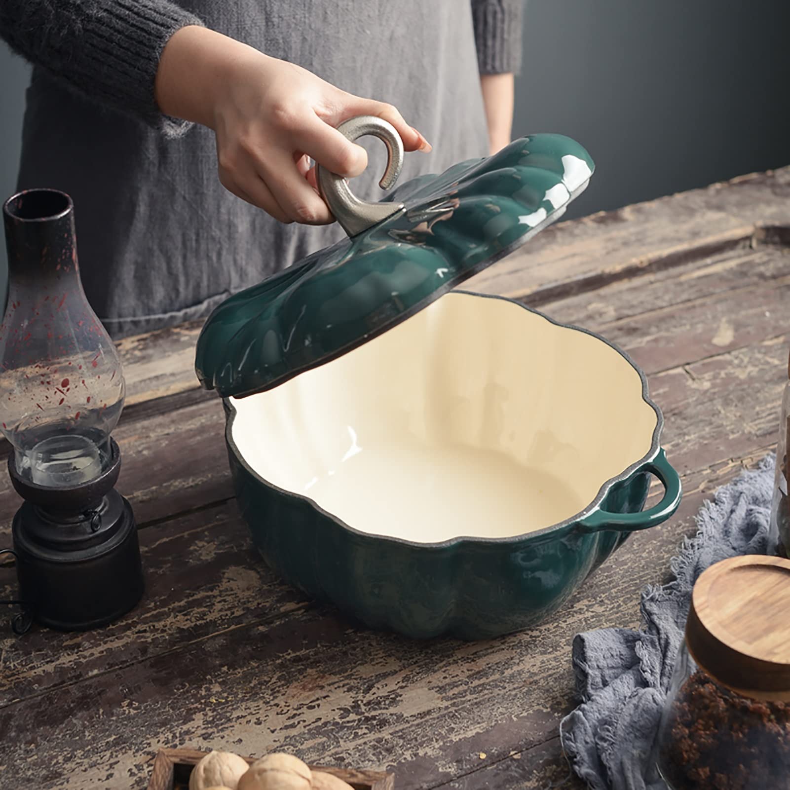 3,7 L Dutch Oven Z Pokrywką Szef Kuchni żeliwny Kociołek Holenderski Podwójne Uchwyty Emalowany Nieprzywierający Holenderski Piekarnik Indukcyjny Uniwersalny(Orange)