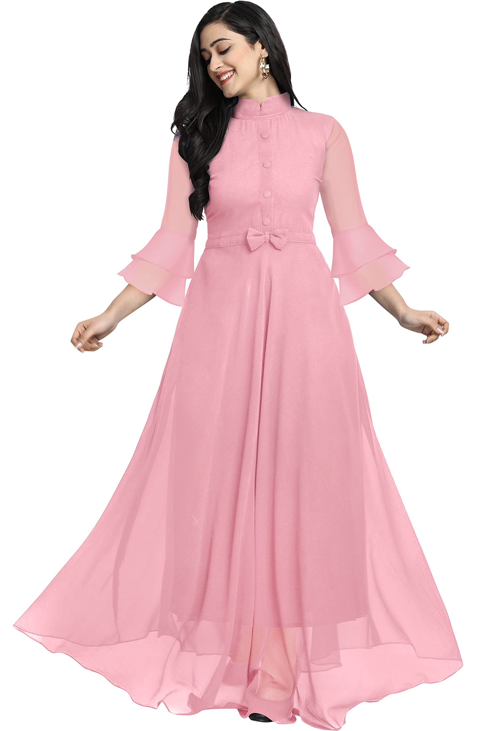 EVERLEE Georgette Western Dresses for Women|Stylish Latest Work Long Dresses|Skirts|Kurti|Stylish Tops|Western Tops for Girls|Gown|Maxi Dress Crop top|Party Dress