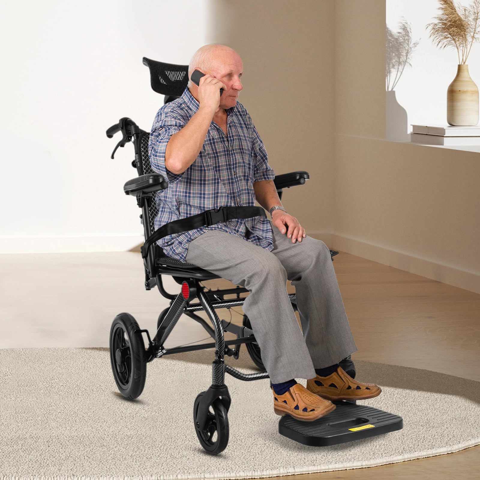 Fauteuil Roulant Électrique Pliable Léger, 90°-175° Fauteuil Roulant, 130kg
