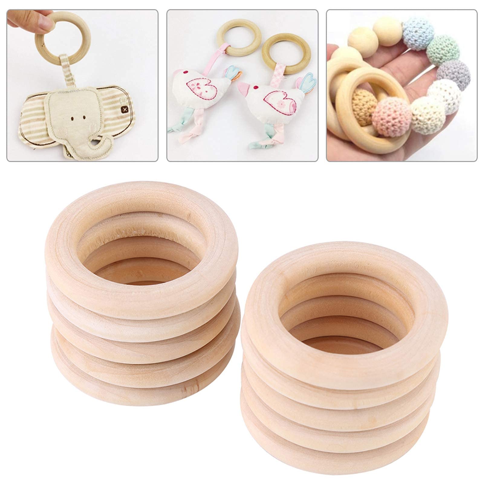 24 Anelli In Legno Naturale Per Macramè E Fai Da Te - Diametro 50mm Per Creazioni Artigianali - Foto 2