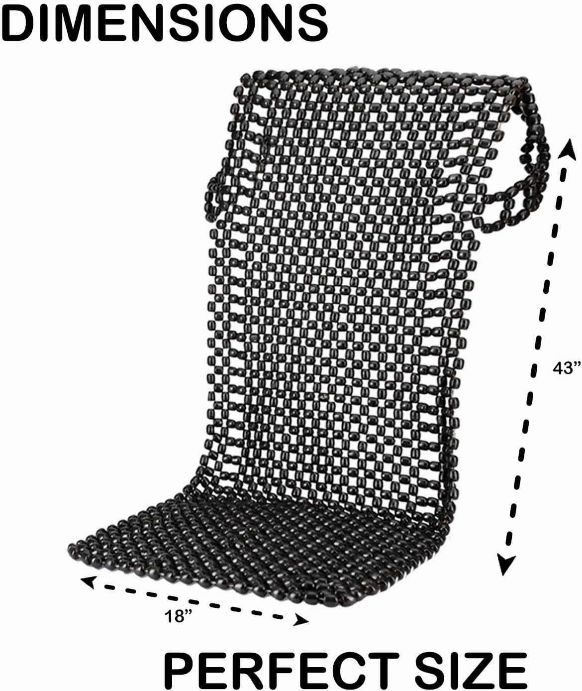 VaygWay Beaded Seat Cushion 2 Pk Car Driver Seat Cover with Durable & Double Strung Natural Wood Beads- Cooling Comfort Ventilated Massaging Support Cushion for Cars, Trucks & Office Chairs- Black