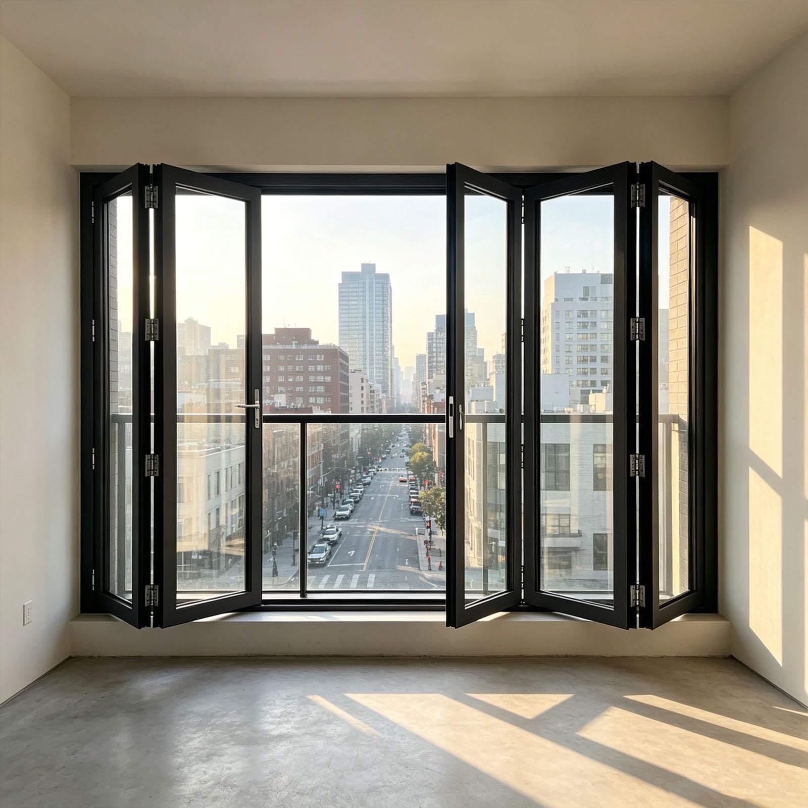 Puerta divisoria interior retráctil de doble hoja; ventanas correderas comerciales con cristal templado de recambio; ventana de ventilación para restaurantes de comida rápida y cafeterías