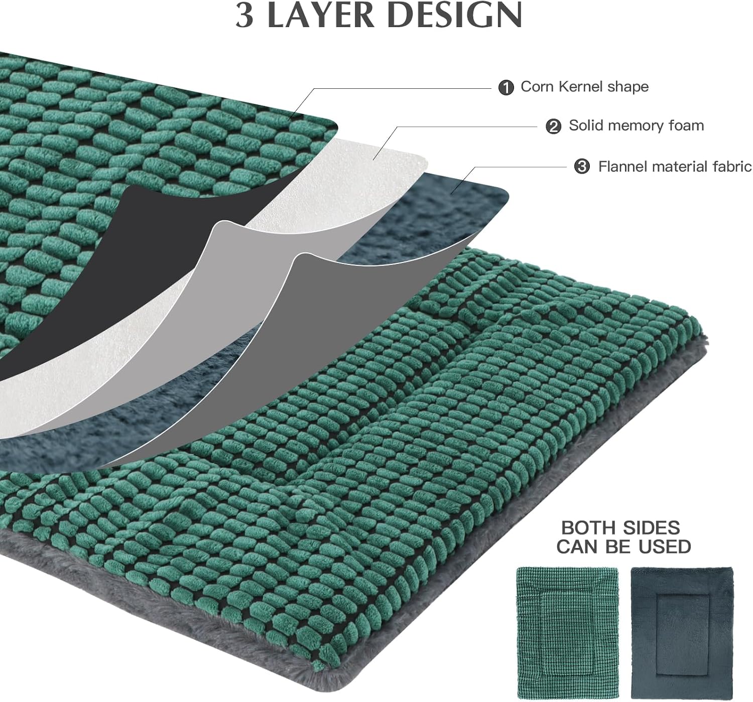 BVAGSS Reversible Dog Crate Pad, Memory Foam Pet Bed Mat, Soft Warm Machine Washable Sleeping Kennel Mattress for Small Medium Large Dogs XH079 (42''x28''x1.6'',Green)