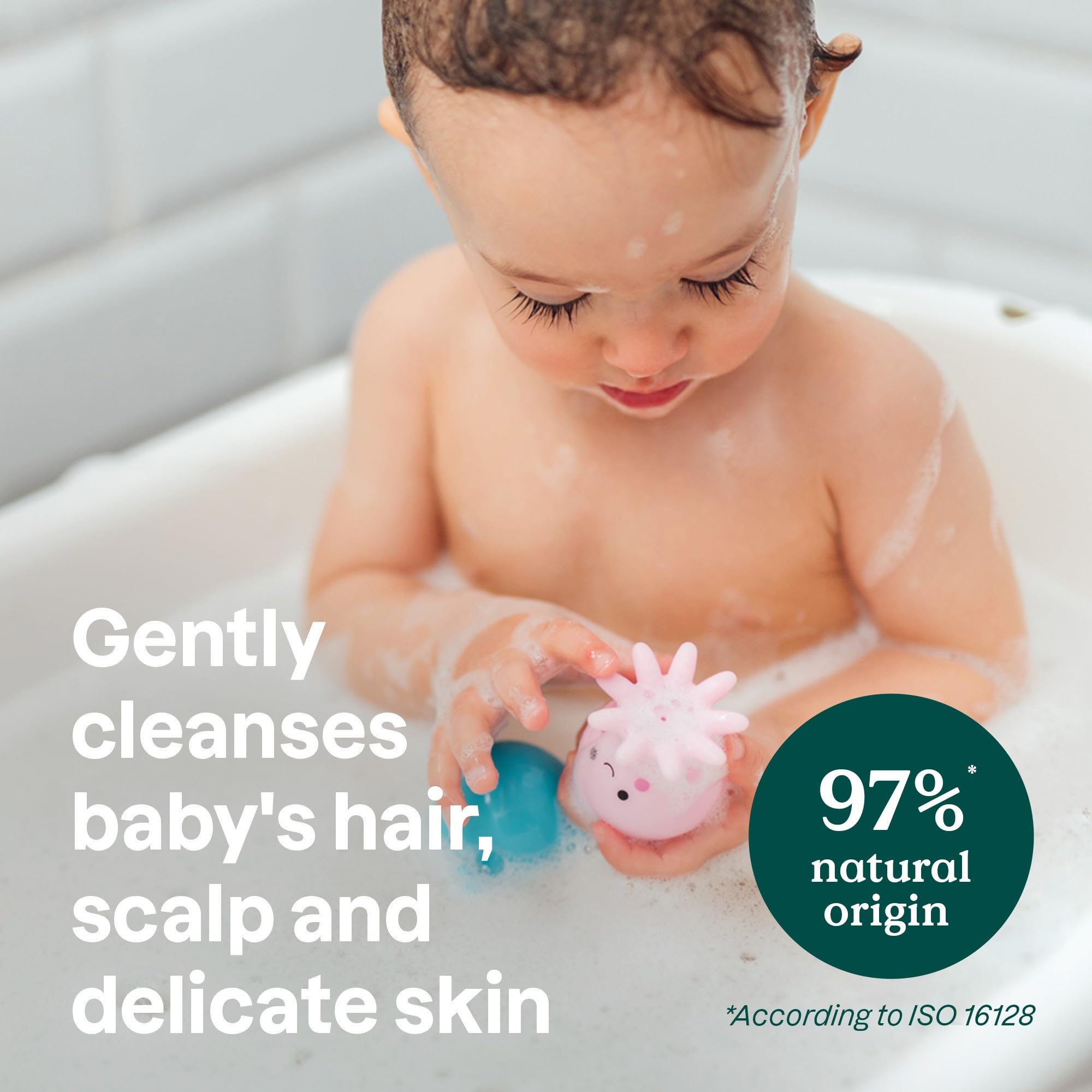 The ATTITUDE Baby 2-in-1 Shampoo and Body Wash in Orange & Pomegranate, featuring its convenient pump dispenser for easy one-handed use during bath time. Verify age-appropriateness and safety certifications. Always supervise children during use.