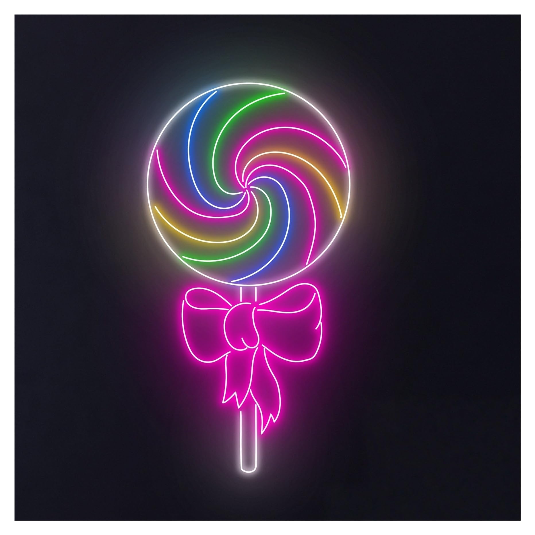 RONGCH Hanging Art Signs Lollipop Neon Sign Candy Led Light Store Shop Wall Room Art Decor Nursery Party Gameroom Bedroom Bar Livingroom Birthday 60cm