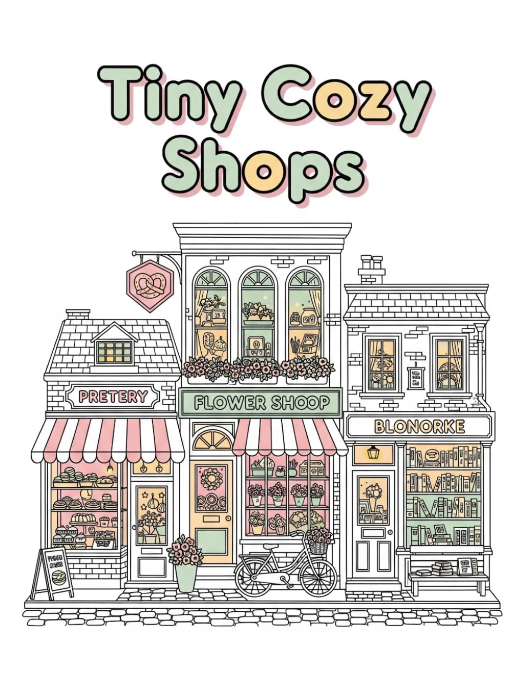Tiny Cozy Shops: A Bold & Easy Coloring Book with Cute Mini Stores, Relaxing Aesthetic Scenes, and Simple Designs for Stress Relief