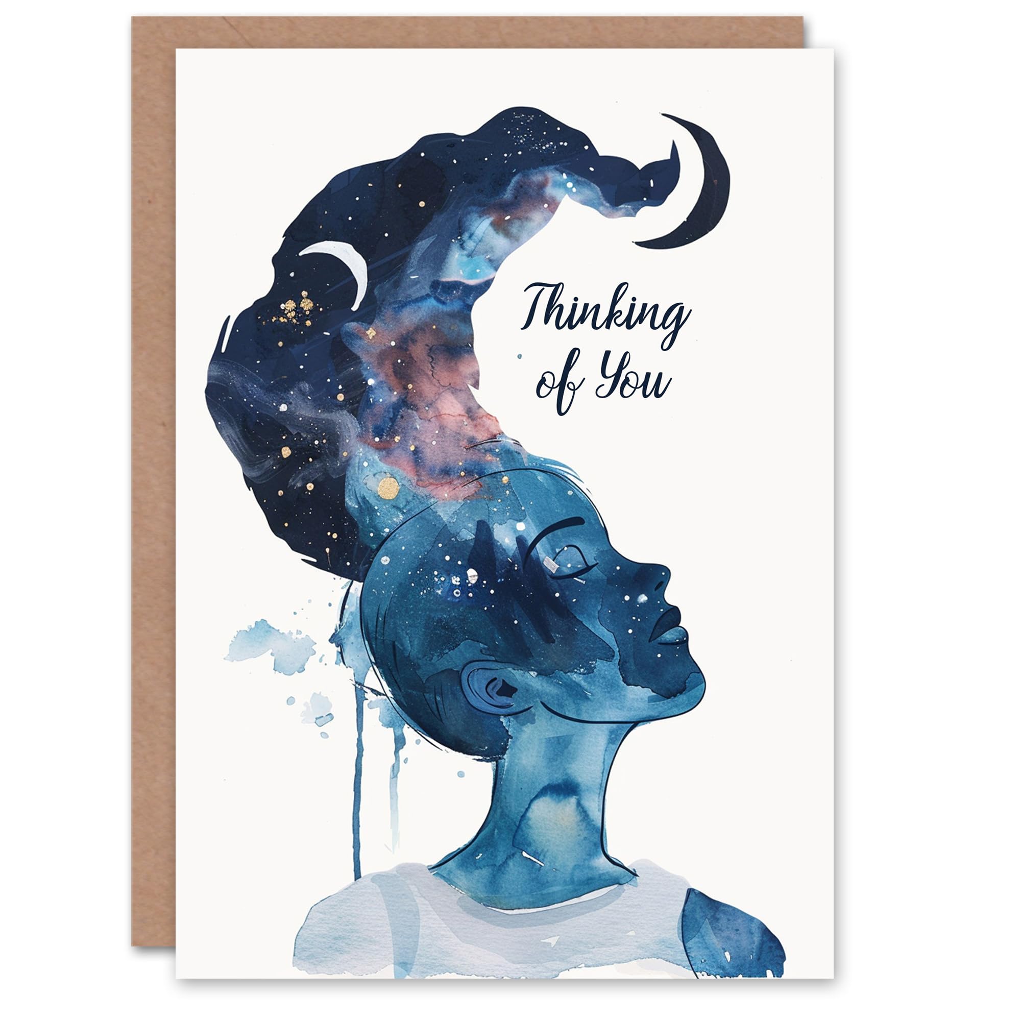 Artery8 Women's Greeting Card - Thinking Of You - Watercolour - Blue