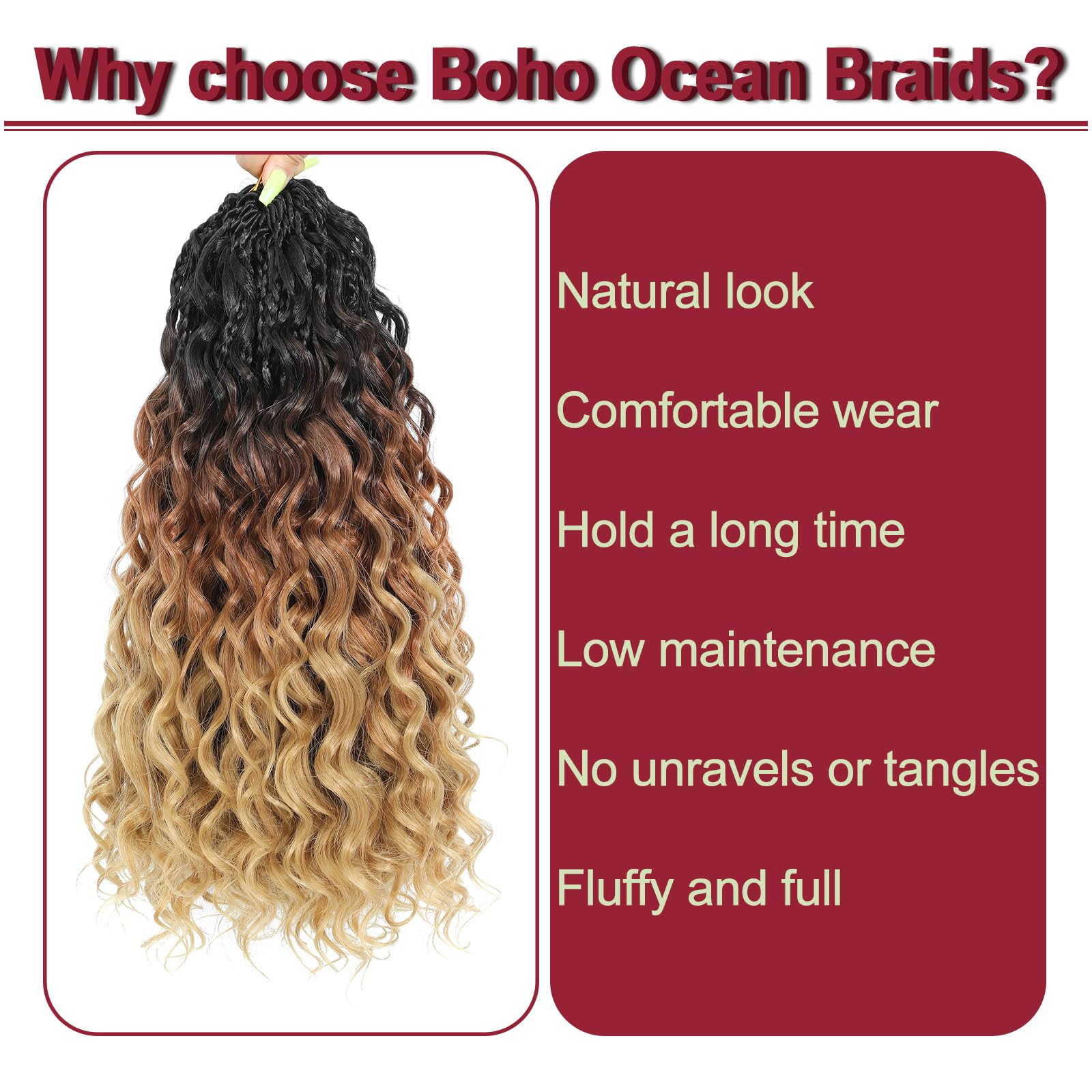 MLETUILPS Pre Looped Ocean Wave Crochet Hair 8 Packs Boho Curly Crochet Hair Short Ocean Braids Pre Twisted Synthetic Deep Wavy Crochet Braids for Women (1B/30/27# - Image 4
