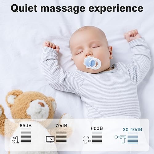 Miniatura 7 de cotsoco Mini pistola de masaje de mano, tejido profundo con 6 velocidades, masajeador muscular inalámbrico con 4 cabezales, carga tipo C, tamaño de