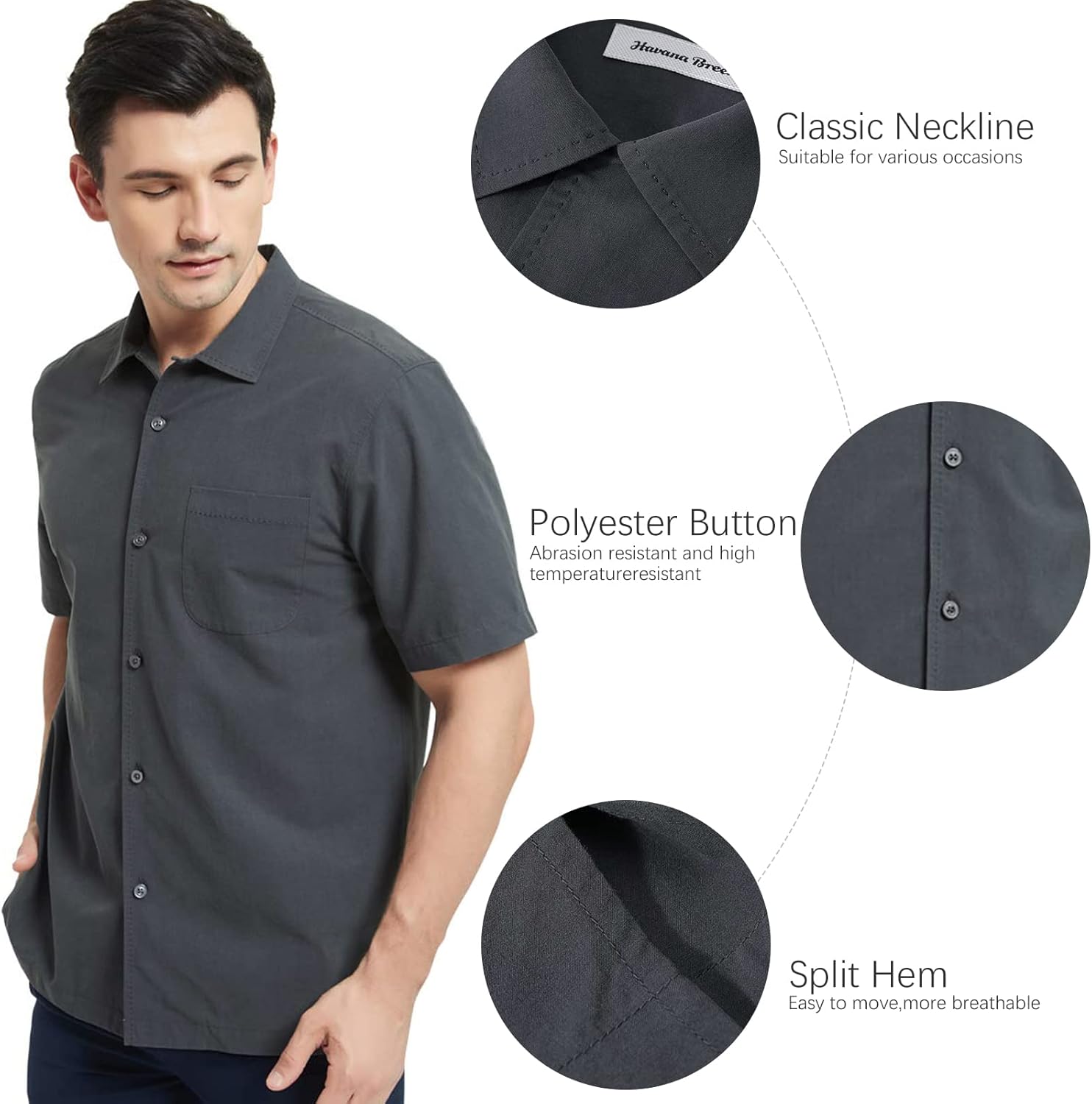 Men's Hawaiian Shirts Silk and Cotton Button Down Casual Tropical Holiday Beach Shirts - Image 4