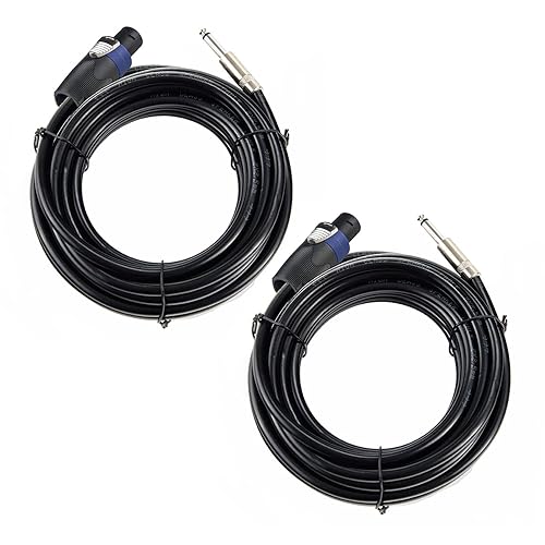 UMOKI Cables de altavoz de 30 pies de calibre 12 a macho de 14 pulgadas - 30 pies 12AWG Speakon a 14 cables de interconexión de audio estéreo -