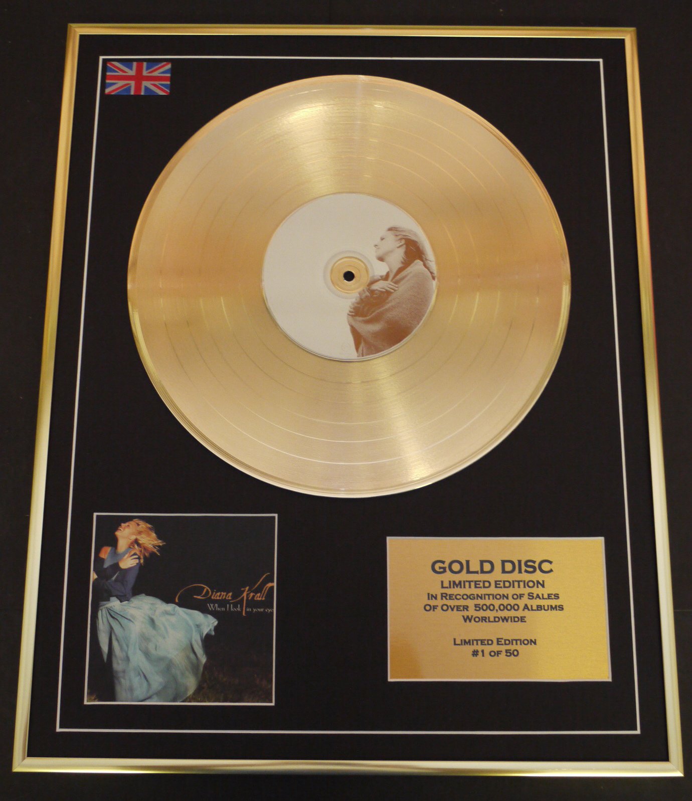 Diana Krall/Ltd. Edition CD GOLD DISC/RECORD/WHEN I LOOK IN YOUR EYES