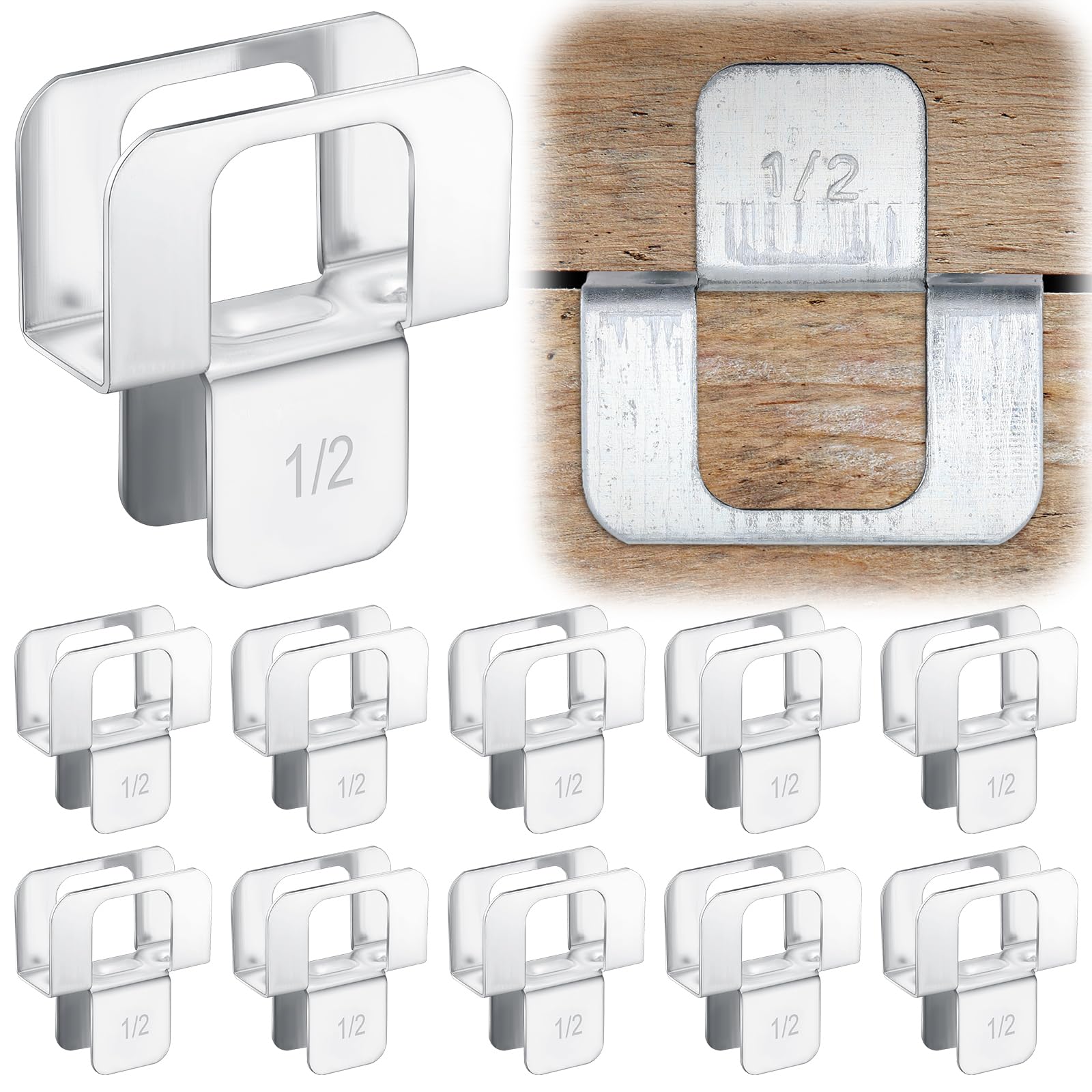 Hicarer 100 Pcs 1/2'' Plywood H Clip for Roofing Panel Plywood, Silver