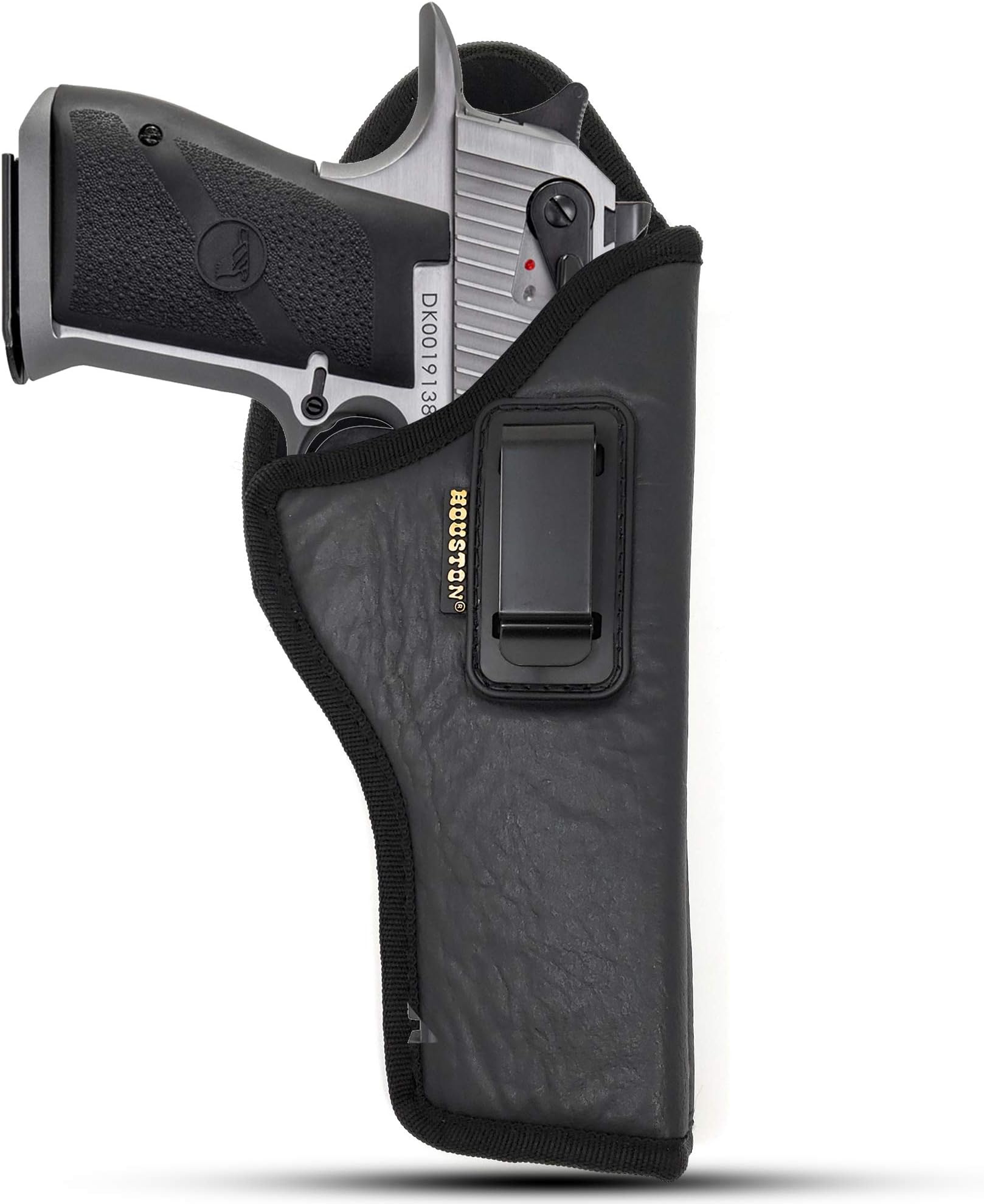 - Houston Gun Holsters IWB ECO Leather Concealment Holster, Inside Waistband Carry with Suede Interior and Metal Clip, Fits Magnum Research Dessert Eagl .50 .50AE .357 .44 6 Inch Barrel