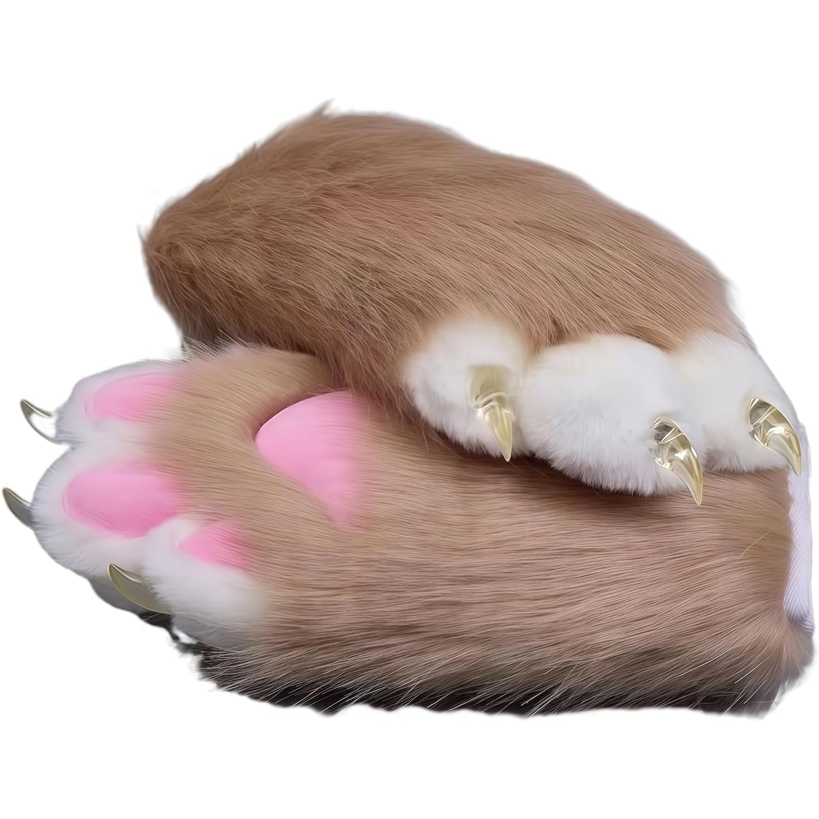Fursuit paws gloves Multiple colors to choose from Furry claws Cosplay exhibition costumes Cat paw glove (camel, One Size)
