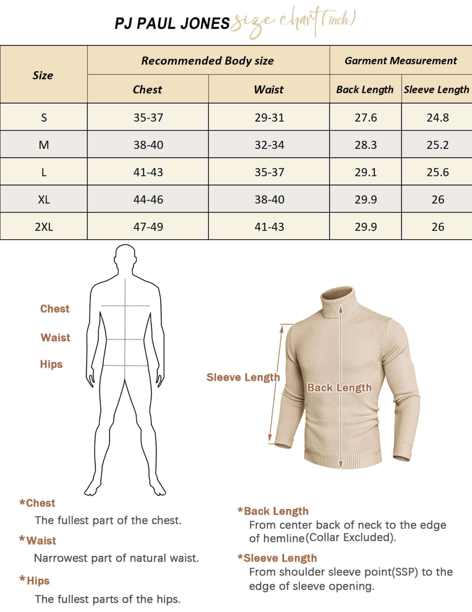 PJ PAUL JONES Suéteres de cuello alto para hombre, de manga larga, cuello alto falso, suéter de punto acanalado