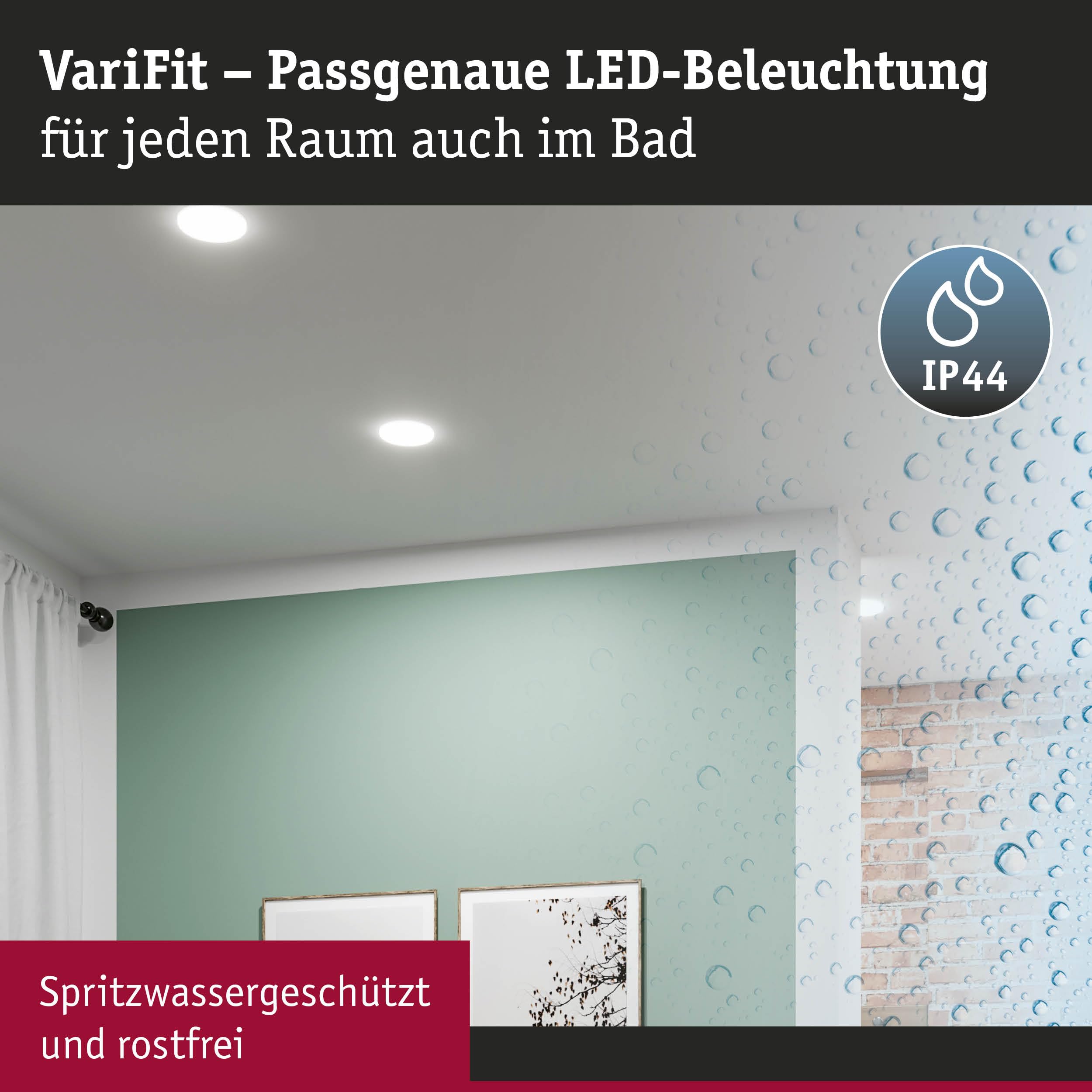 Paulmann 93067 panel LED, oprawa wpusz. Veluna VariFit, IP44 ściem. 3-stopn. 185mm okrągła, w kompl. oprawa sufitowa 1x17,5 W satyn. tw.szt. 4000 K
