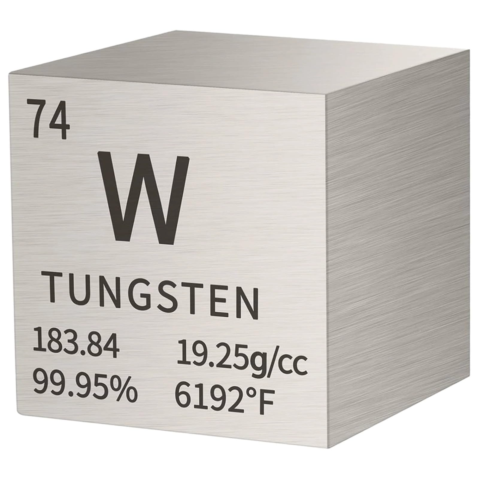 Sześcian z metalu wolframowego, 1 cm (0,4 cala) Blok kolekcji czystego pierwiastka 99,95%, liczba atomowa 74 W, układ okresowy pierwiastków, precyzyjnie wycięty dekor biurkowy do biura i pokoju