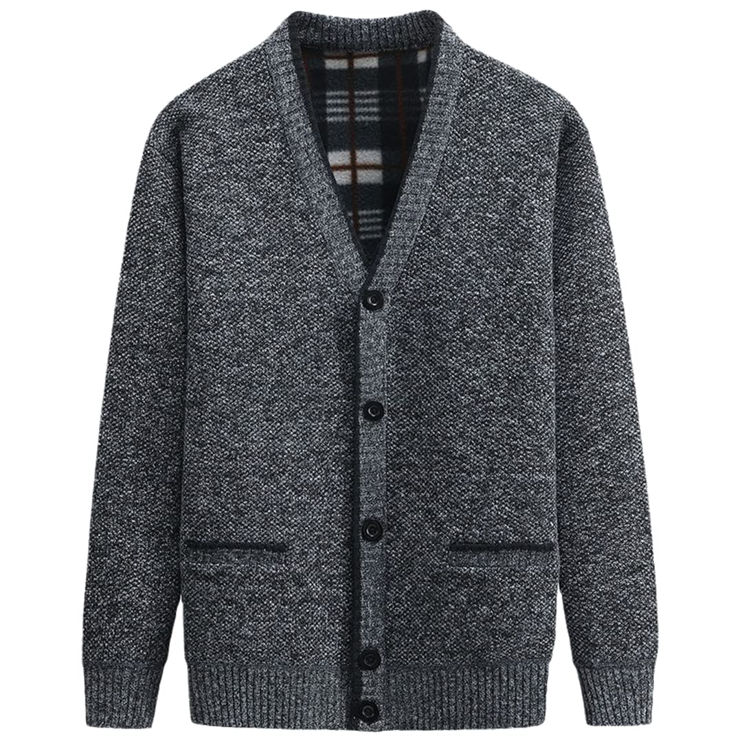 Hombres Cardigan Otoño Invierno grueso cuello en V suéter de punto Abrigos Causal Cardigan de punto Moda para hombre
