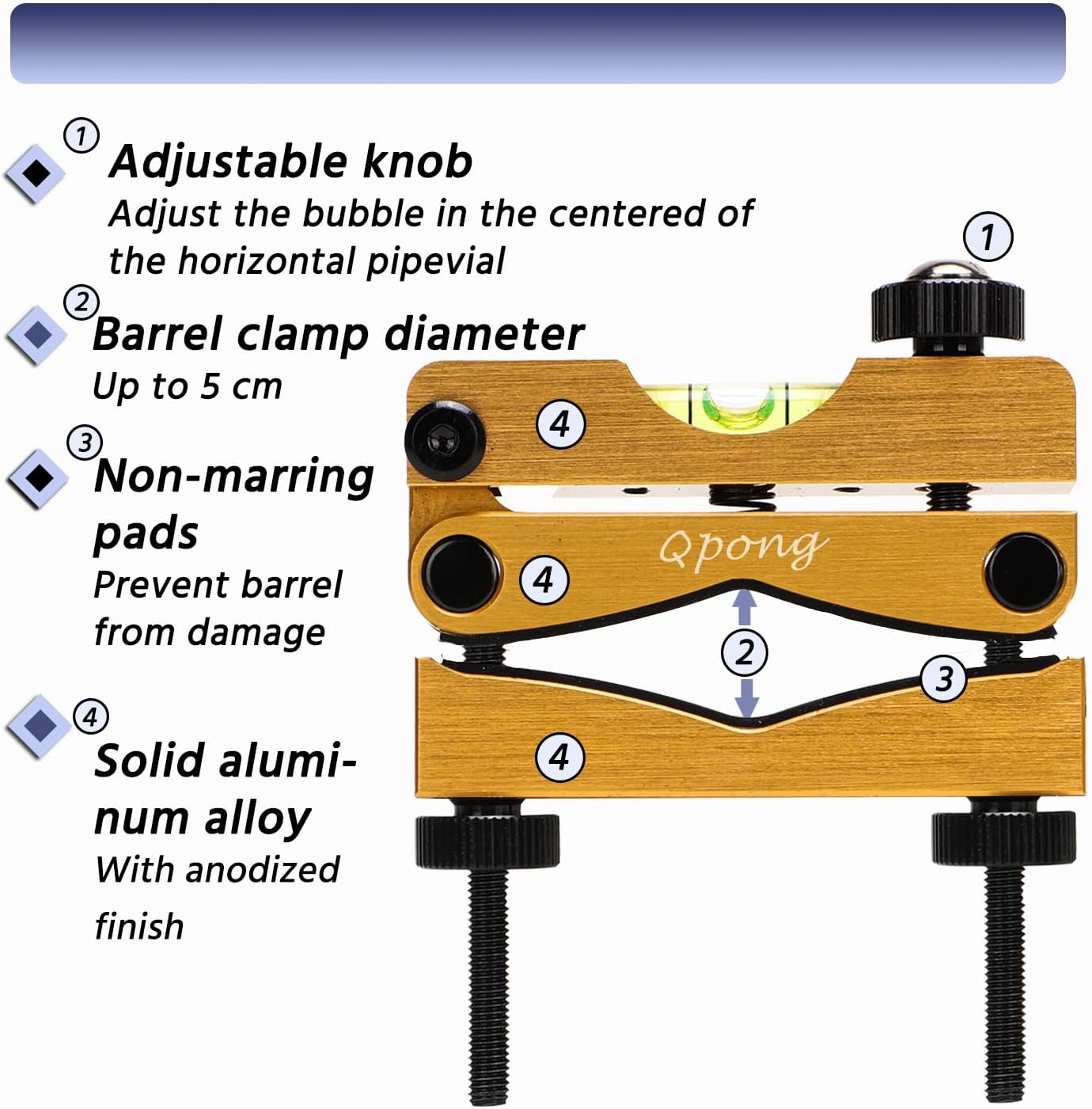 Scope Leveling Kit Scope Level Magnetic Leveling Tool High-Precision Bubble Level System (Gold Barrel Clamp)