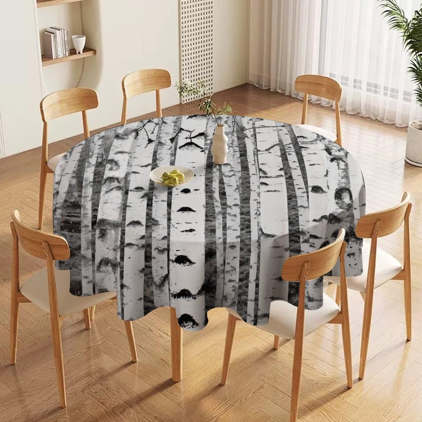 ORDOBO Round Table Cover -Tree Landscape Print Home Table Cover For Dinner Kitchen Holiday Outdoors Protect Table Waterproof Dust-Proof Decoration 152X152Cm