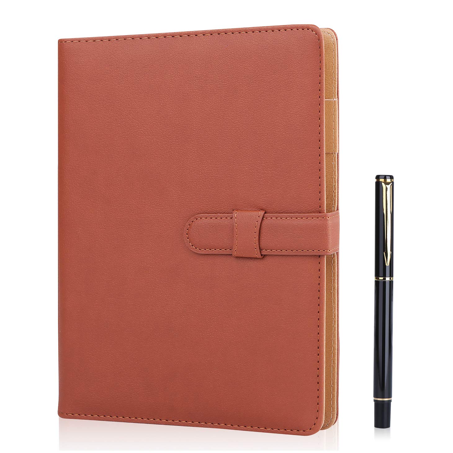 Cuaderno de piel Minlna tamaño A5, cuaderno/libreta de hojas sueltas recambiables, 200 páginas gruesas, forro clásico con bolsillo y soporte para bolígrafo, ideal como regalo