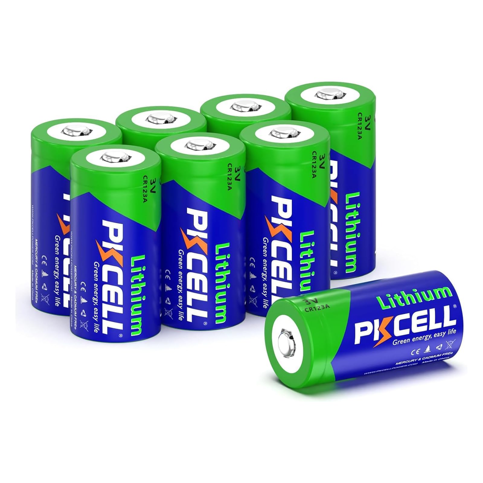 PKCELL CR123A電池(8個) 3V 1500mAh高容量リチウム電池(…