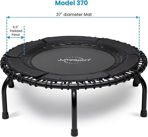 Miniatura 3 de JumpSport Trampolín de fitness PRO de 39 pulgadas | 370 PRO | Rebotador de ejercicio | 36 cuerdas elásticas ajustables | Clasificación de peso de