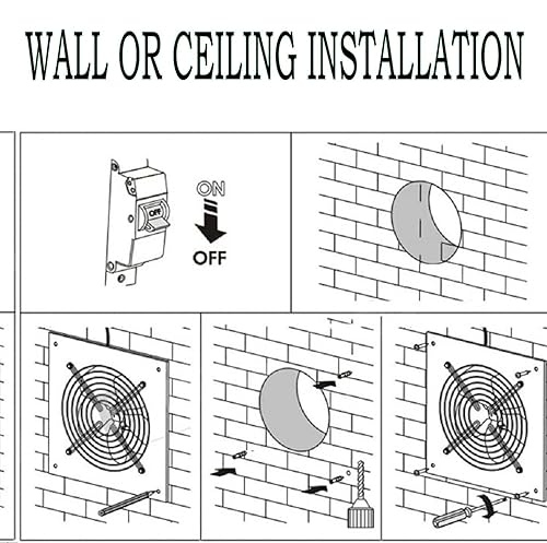 Miniatura 6 de Ventilador de escape de 8 pulgadas, ventilador de ventilación de garaje montado en la pared, ventilador de escape de metal de 500 CFM, ventiladores
