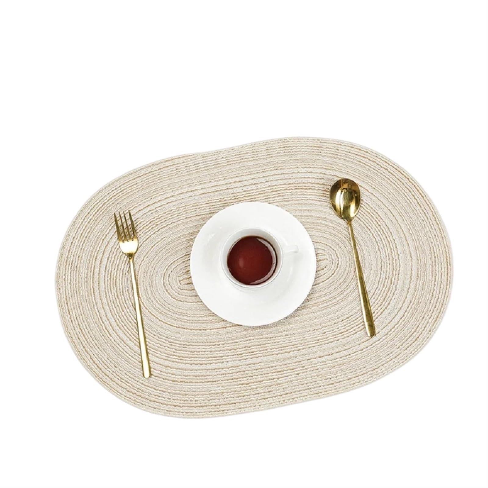 place mats for table 35x50cm Big Oval Braided Placemats Woven Table Mats for Dining Place mats for Kitchen Restaurant Dining Table(Cream,6pcs 35x50cm)