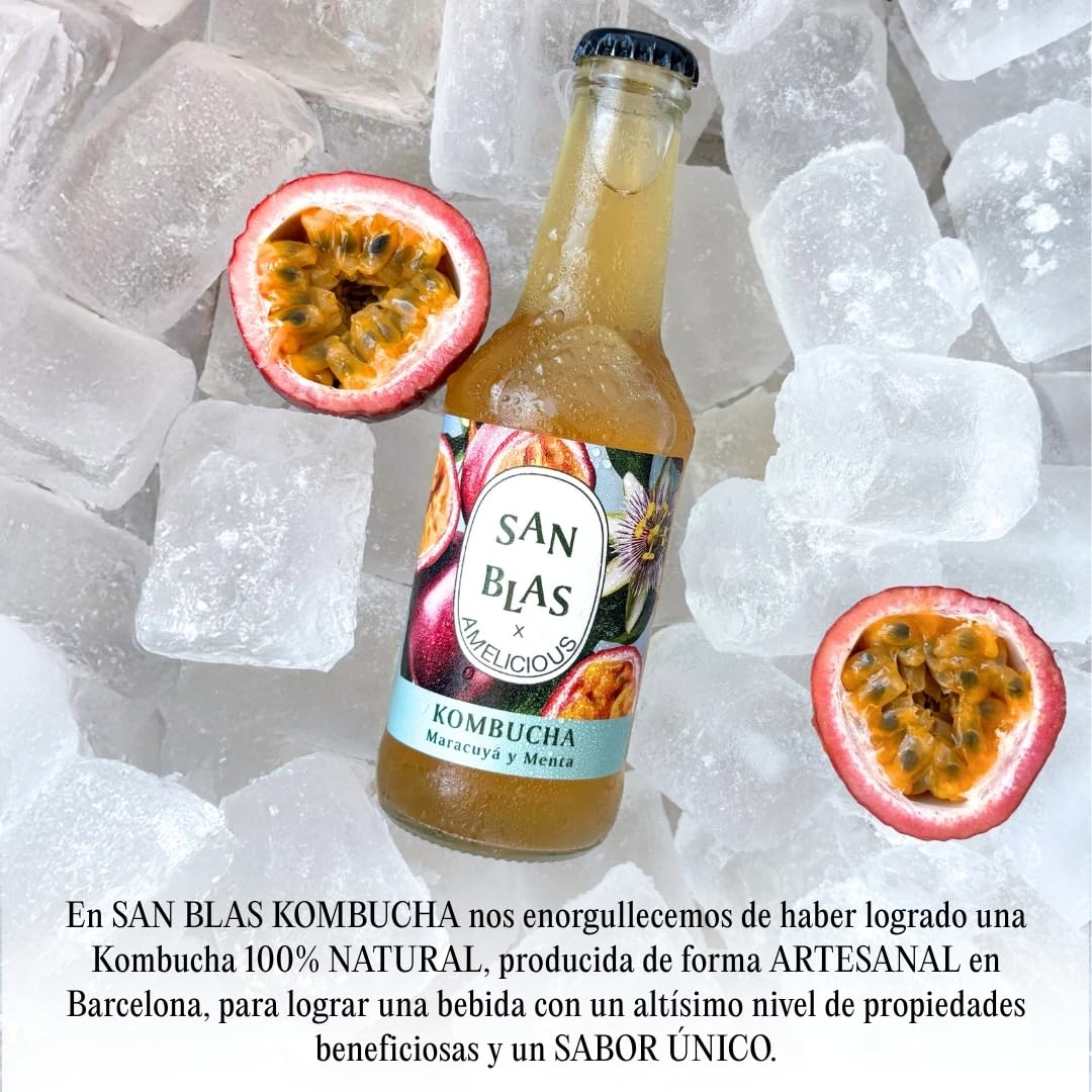 San Blas® Kombucha Ecologica Sin Azucar | Pack 12 Botellas x 250 ml | Kombucha Natural Sin Pasteurizar 4 Sabores | Bebida Viva de Té Fermentado Artesanal con Probióticos Naturales