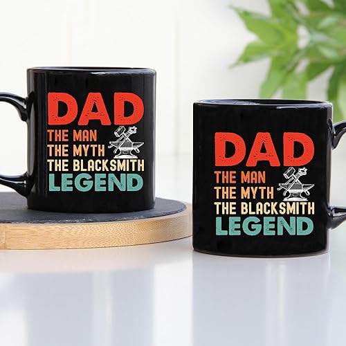 Miniatura 2 de TODOLIA -11Oz- Taza de café con texto en inglés "Dad The Man The Myth The Blacksmith Legend", taza de regalo de herrero, taza de café forger, regalo
