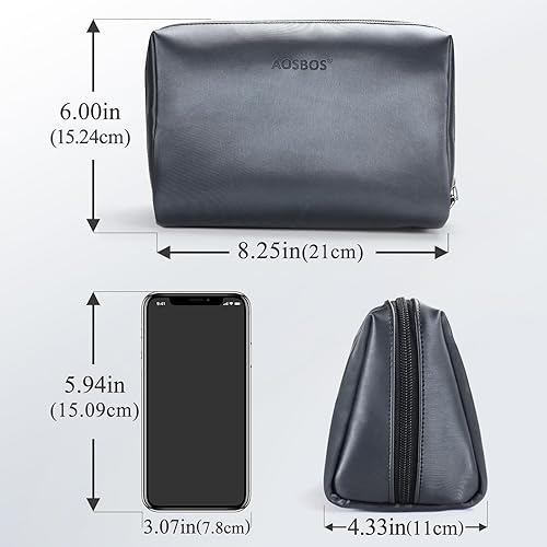 Miniatura 4 de Aosbos Bolsa de cosméticos, bolsa de maquillaje para mujer, bolsa de cosméticos de viaje, bolsa de maquillaje impermeable para bolso, Azul Negro,